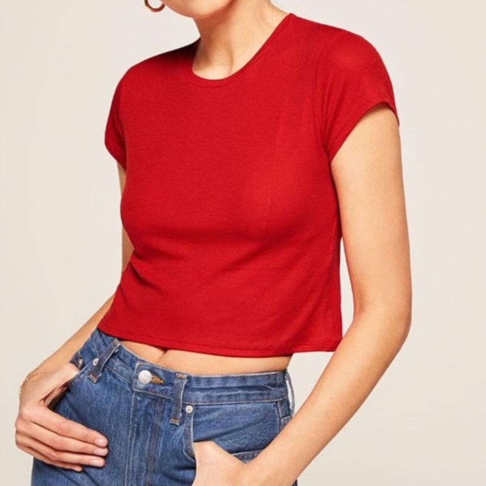 Reformation Rib Cropped Crew Tee